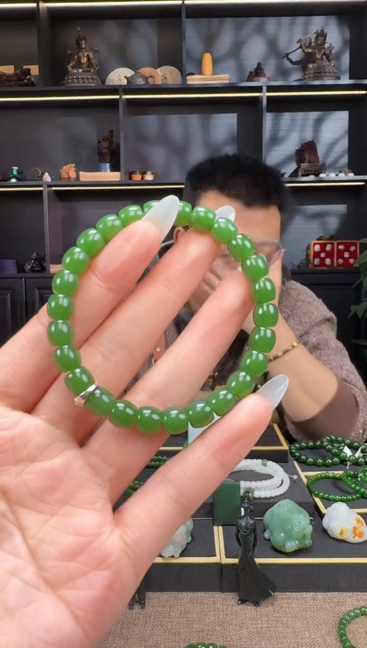 【闪购商品】和田玉1未镶嵌8mm碧玉极致手串