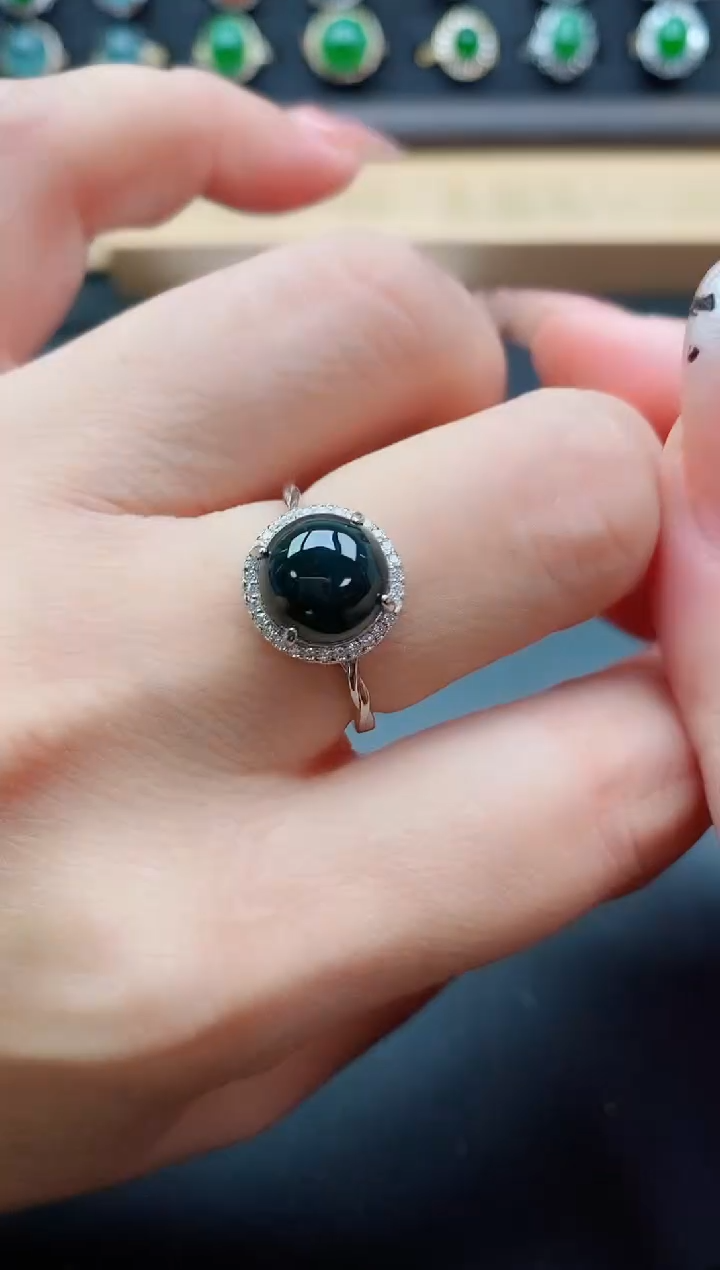 银S925镶嵌戒指翡翠1