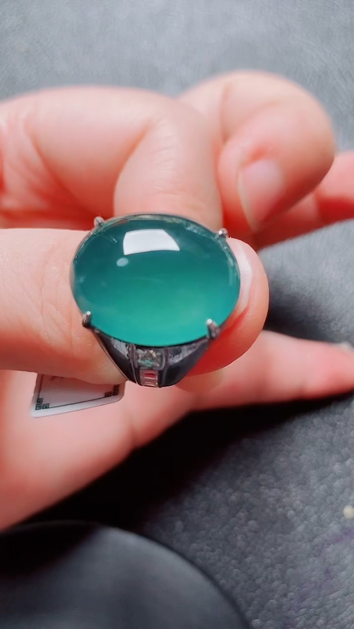 翡翠戒指银S925镶嵌翡翠