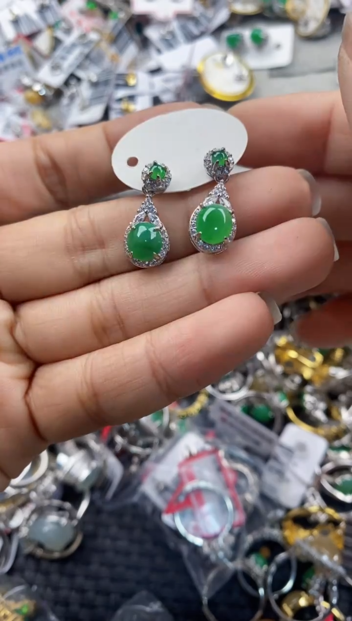 银S925镶嵌戒指翡翠555                10