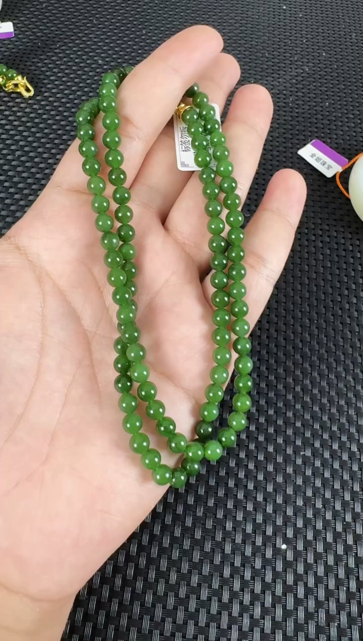 【闪购商品】和田玉（碧玉）未镶嵌项链约6mm108颗