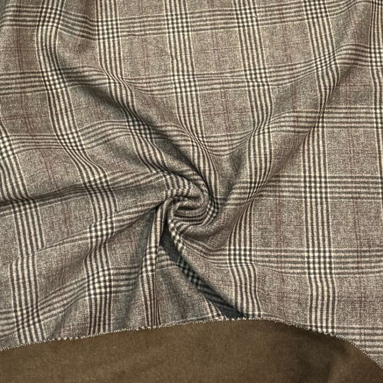 800克【燕麦咖色格子双面羊毛呢】冬季羊毛马甲西服外套面料