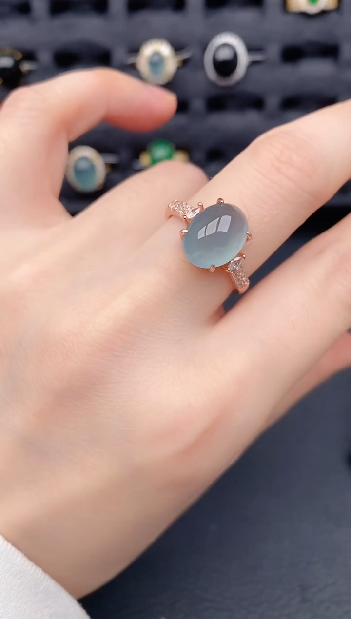 银S925镶嵌戒指翡翠天然a货翡翠260