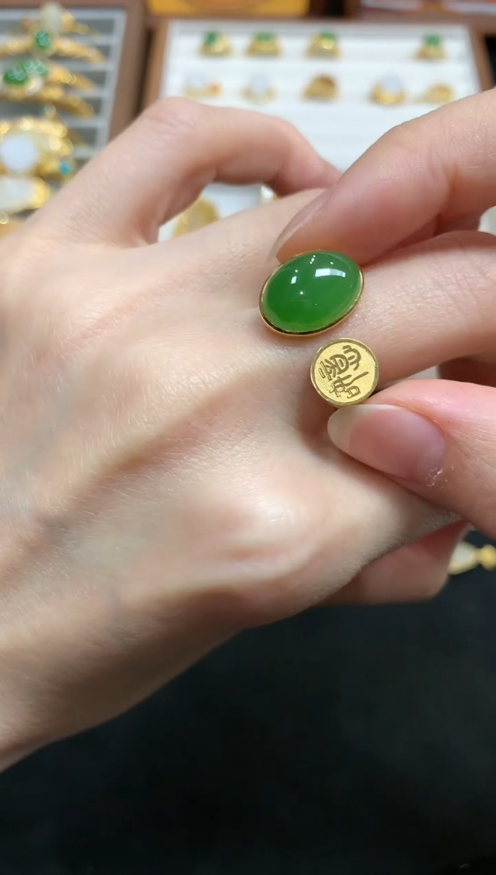 【闪购商品】和田玉戒指18K金镶嵌A831|5500