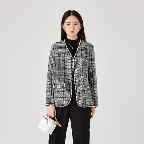 GXO 25秋冬新品经典V领气质优雅小香风外套女WT0150