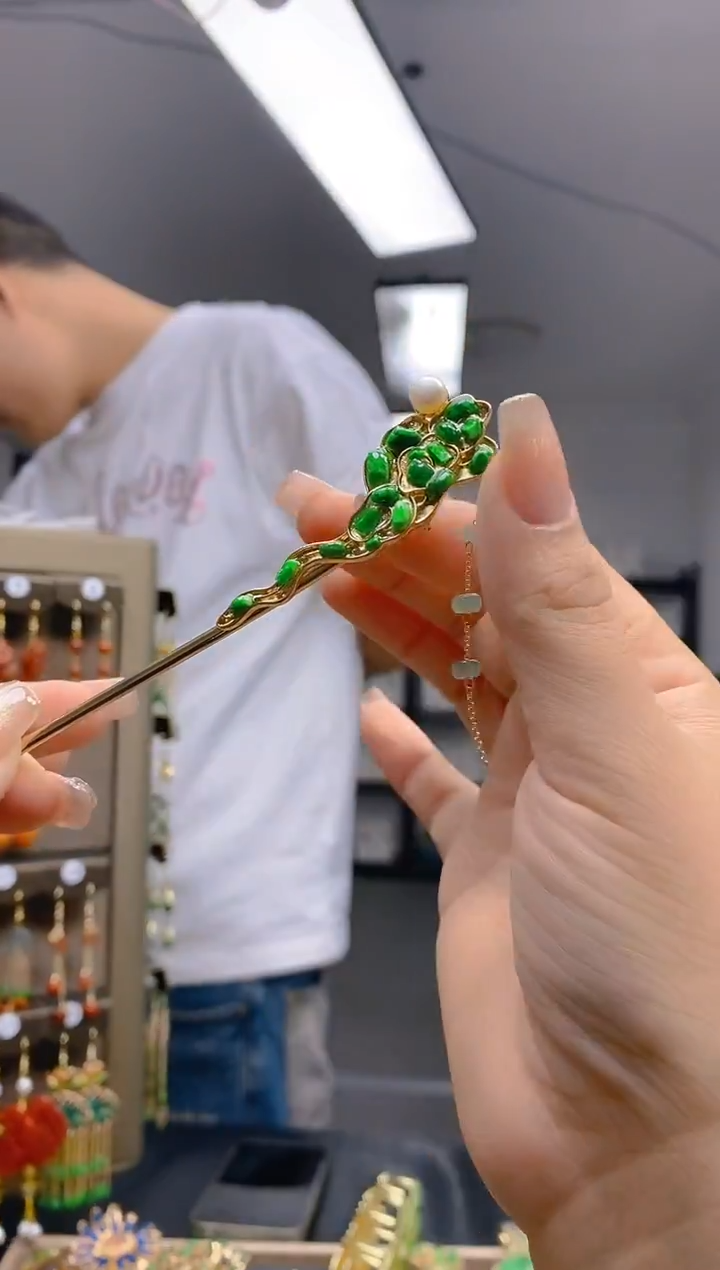 【闪购商品】翡翠耳饰合金332翡翠发簪