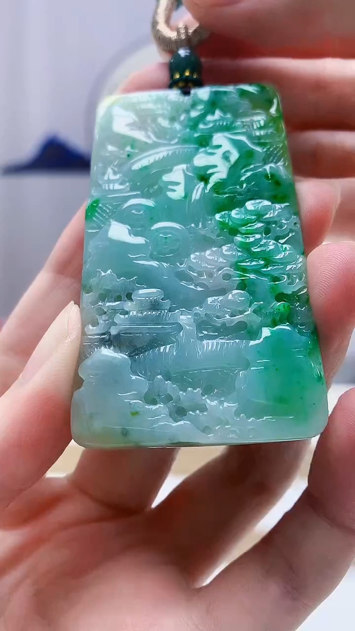 未镶嵌定制翡翠5028zm-毛货挂件山水121