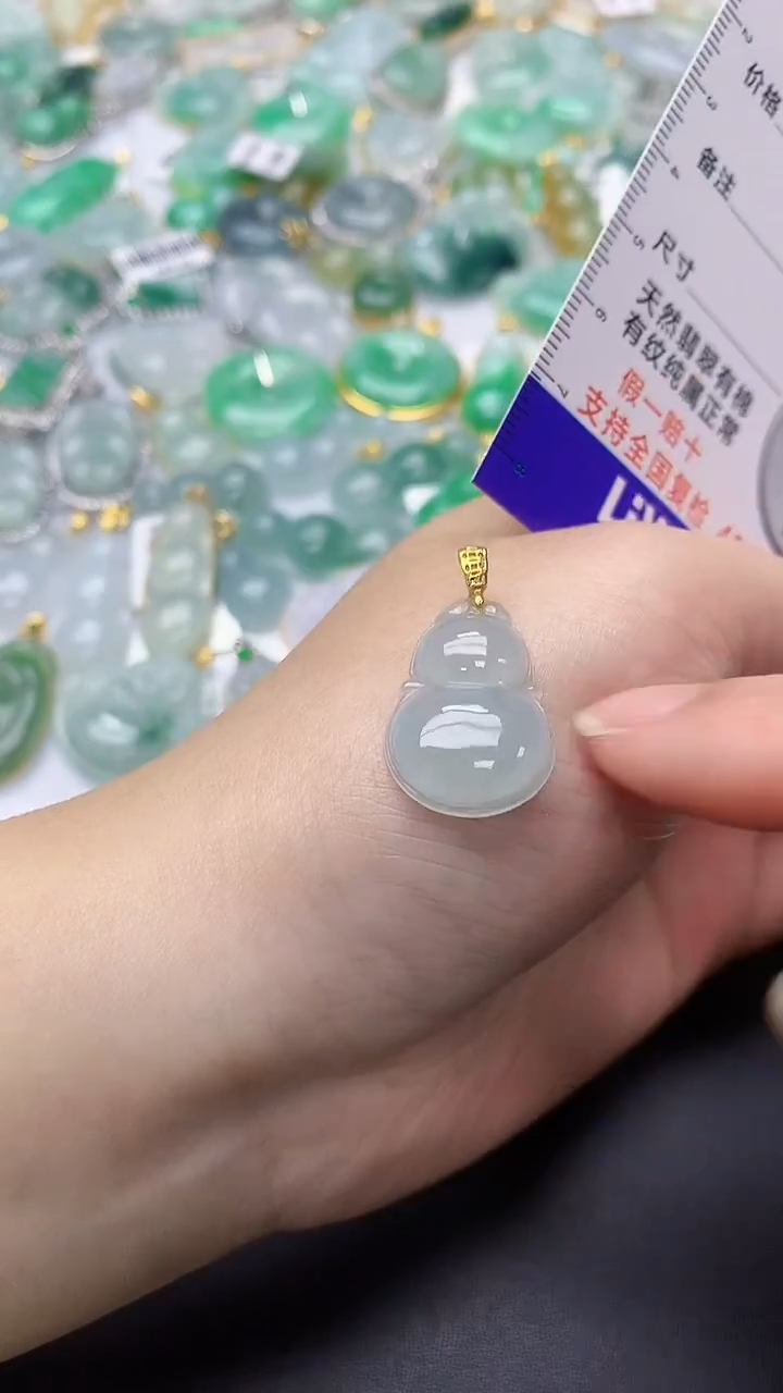 颈饰银S925镀金镶嵌翡翠天然缅甸A货百元以上9元证书费自理