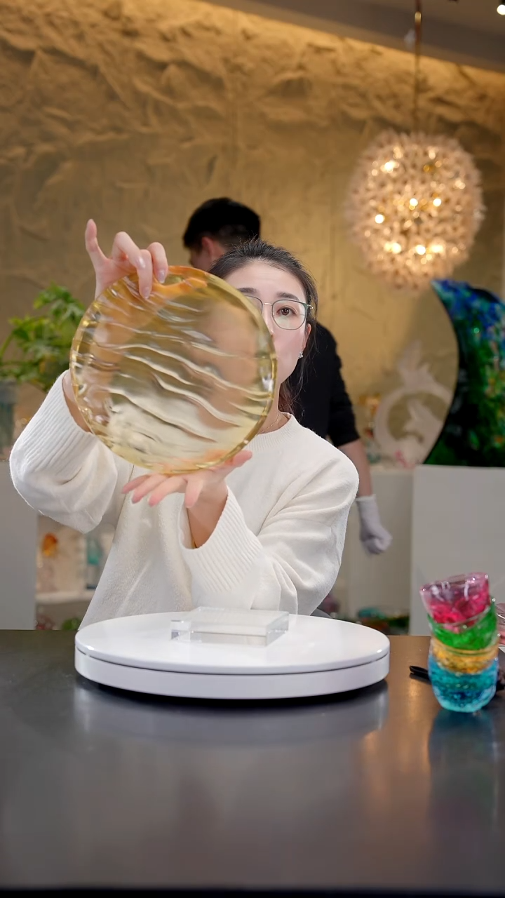 手工艺品琉璃琥珀金古法工艺设计款果盘