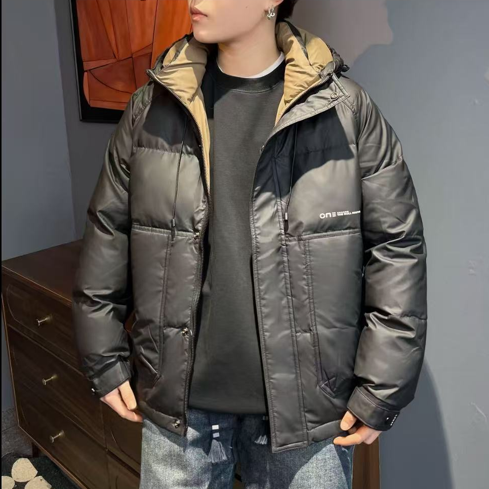 冬季时尚连帽简约皮面免洗防寒服610