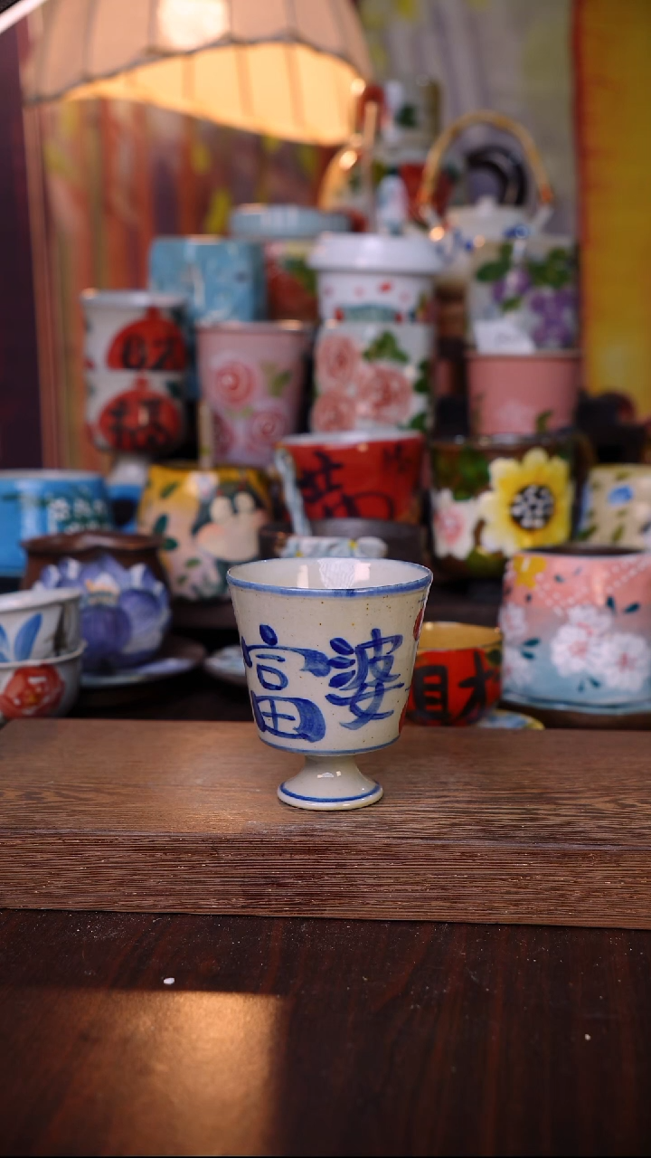 杯子陶泥垚手作 景德镇手工手绘陶瓷器物