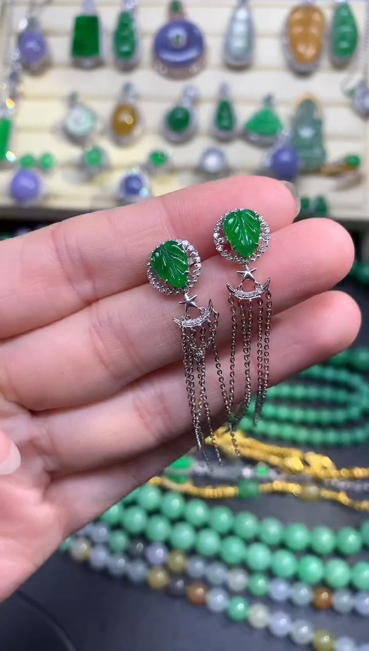 18K金镶嵌翡翠耳饰耳饰|5100+510