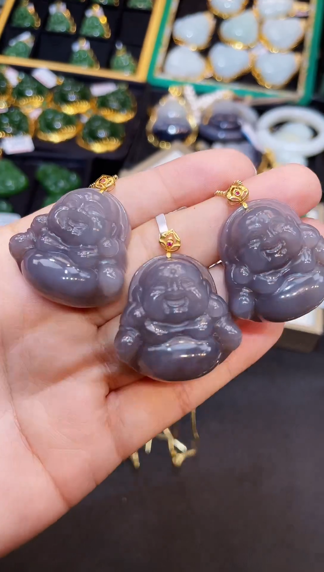 和田玉18K金镶嵌吊坠(赠链)33MM 多样性发一