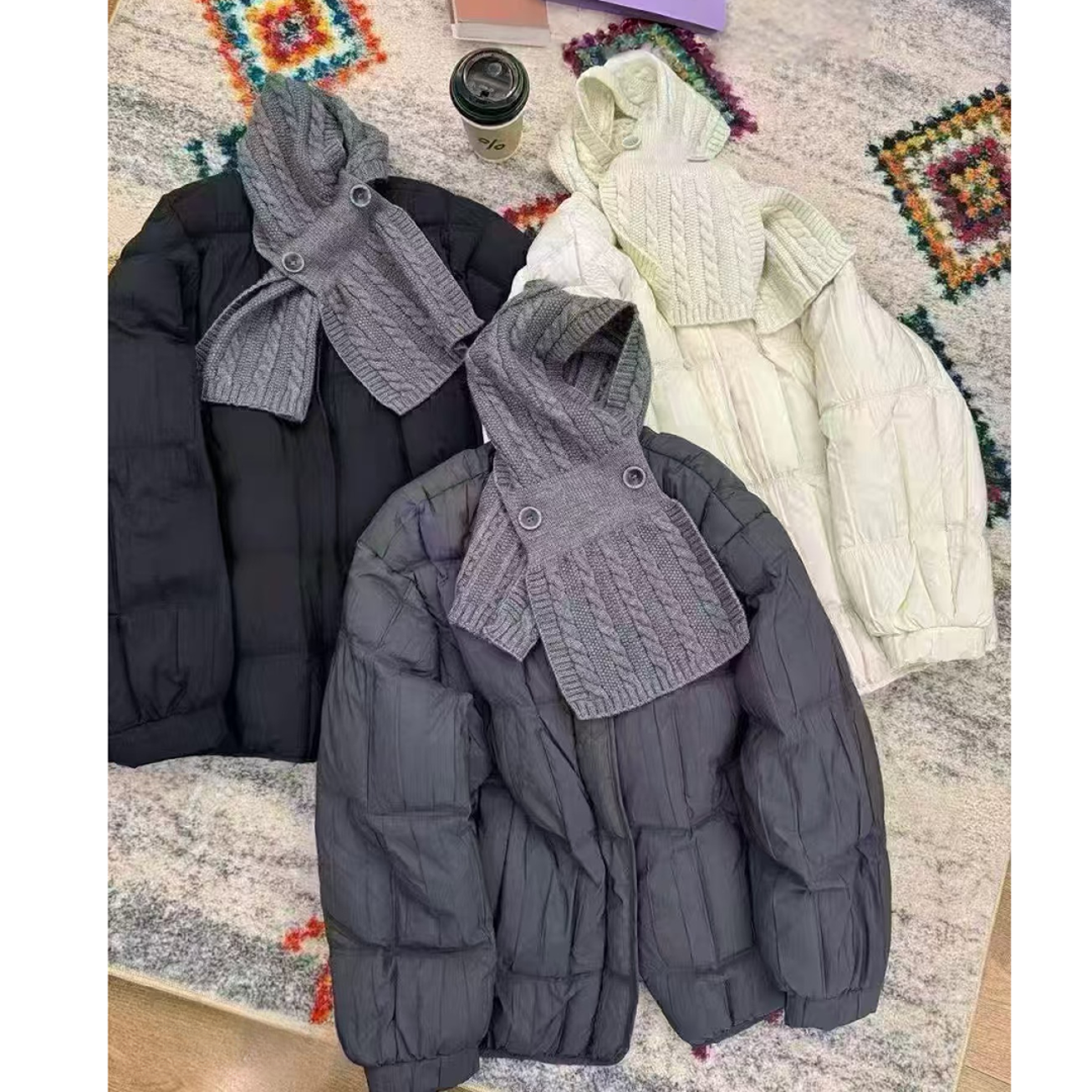 【锦衣服饰】BRQ 6571欧货新国标90绒针织围脖羽绒服