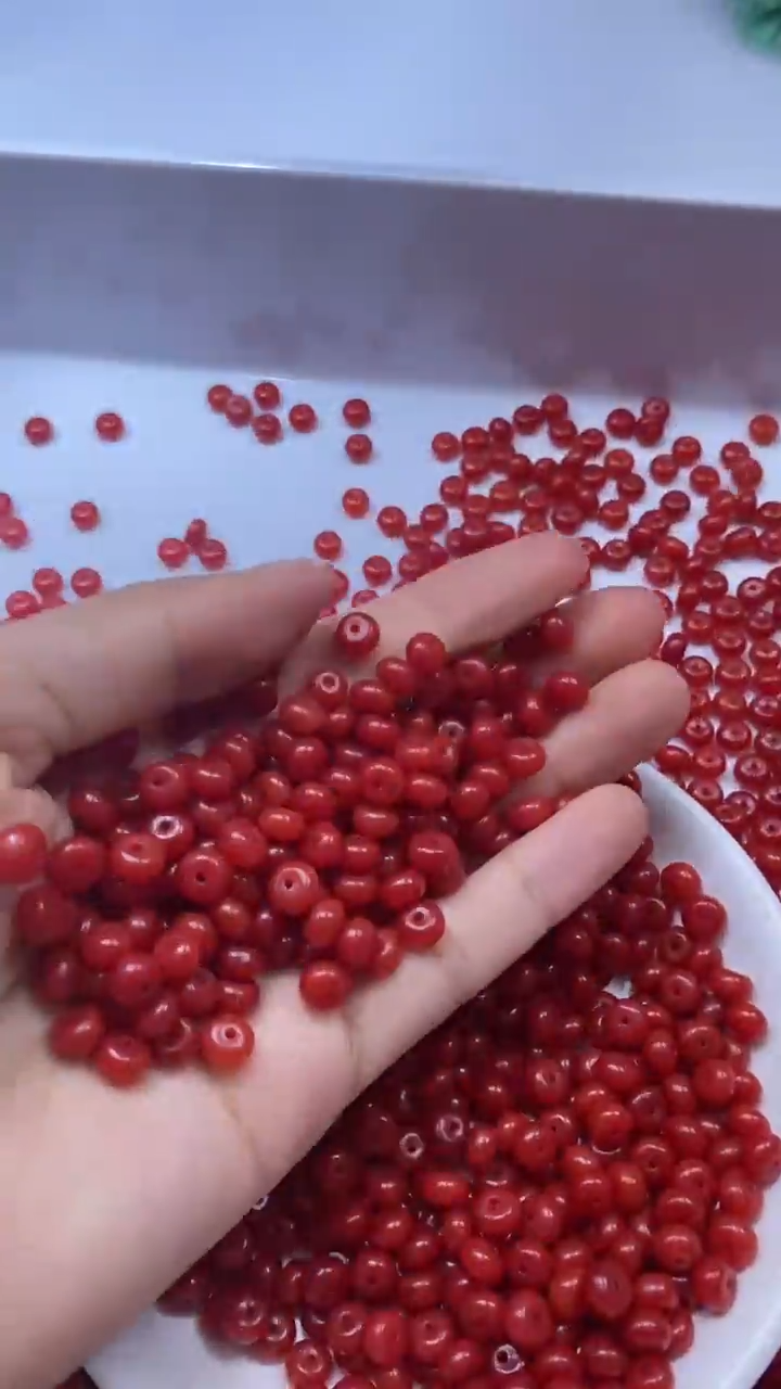 未镶嵌颈饰玛瑙/玉髓W3127云南保山肉南红色算盘6*3mm*40颗
