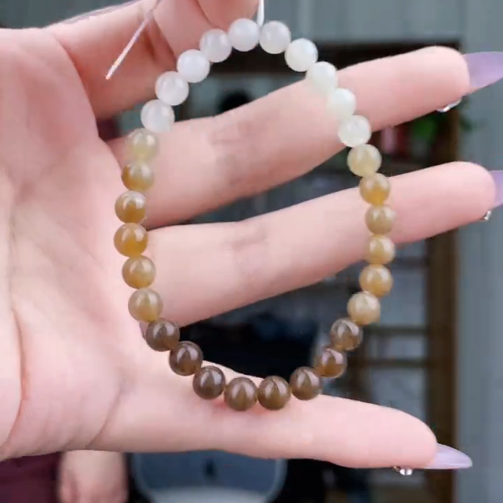 和田玉渐变糖白小米珠卡6手串（拍一发一，多样性发货！）