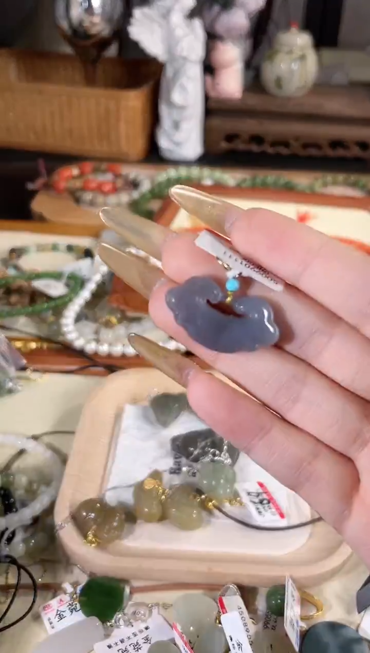 项链银S925镶嵌和田玉多样性发其一孤品默认微瑕