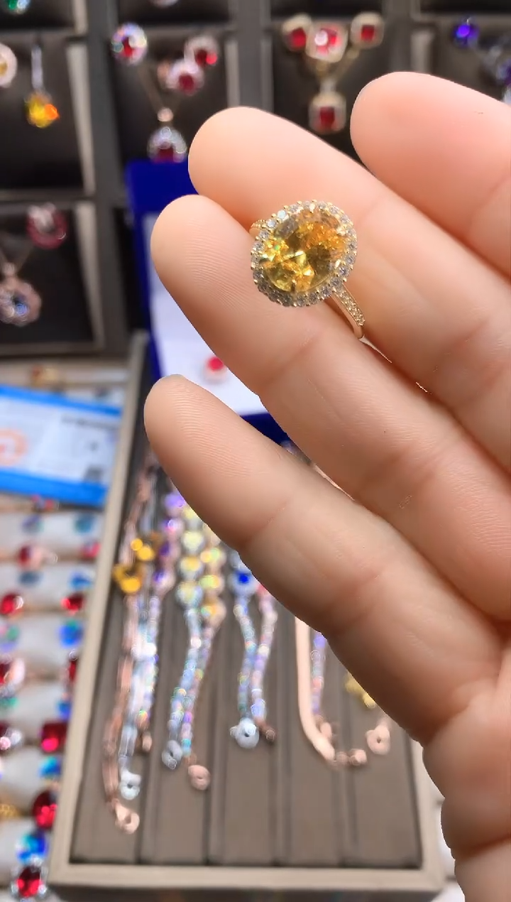 【闪购商品】水晶戒指银S925镶嵌金色