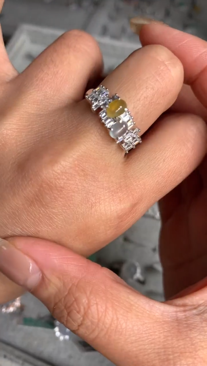 银S925镶嵌戒指翡翠5