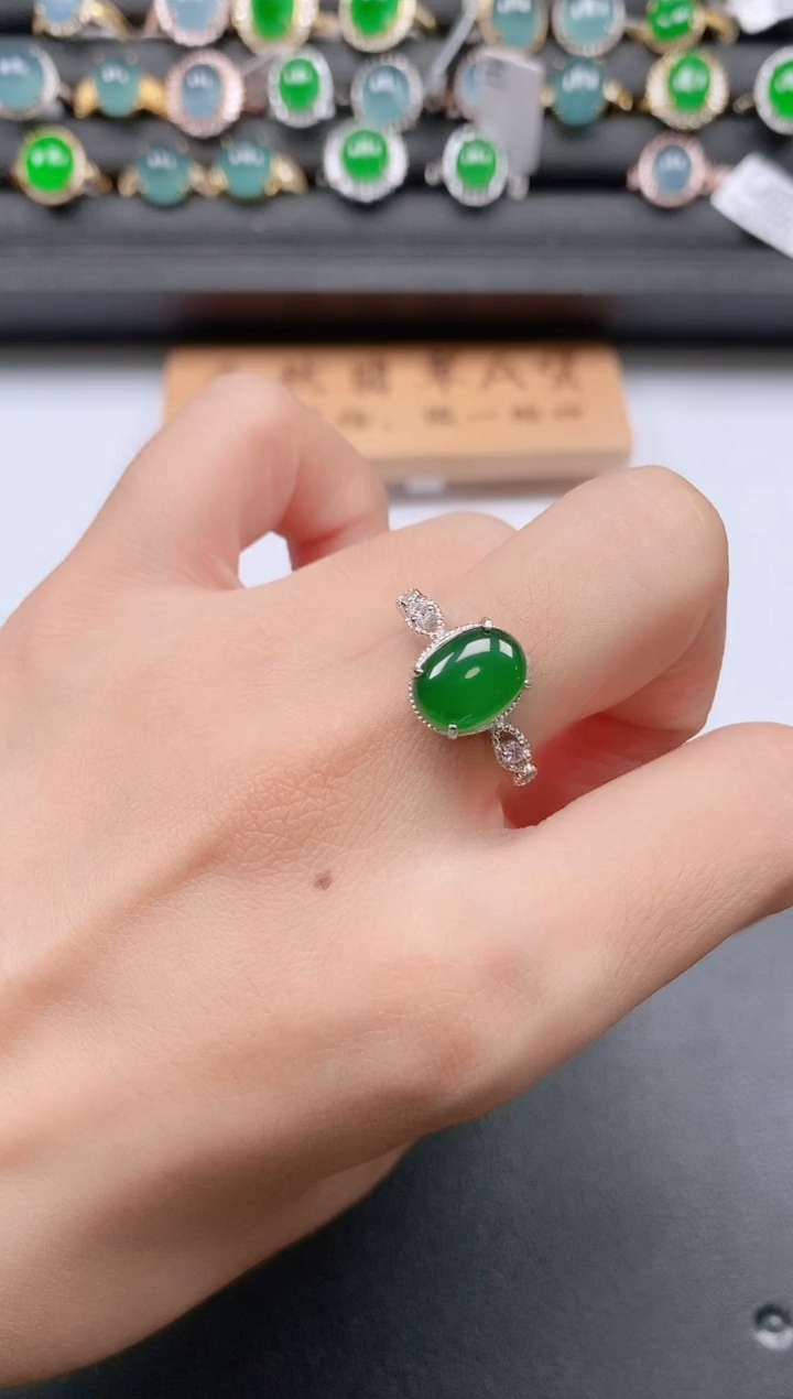 银S925镶嵌戒指翡翠111