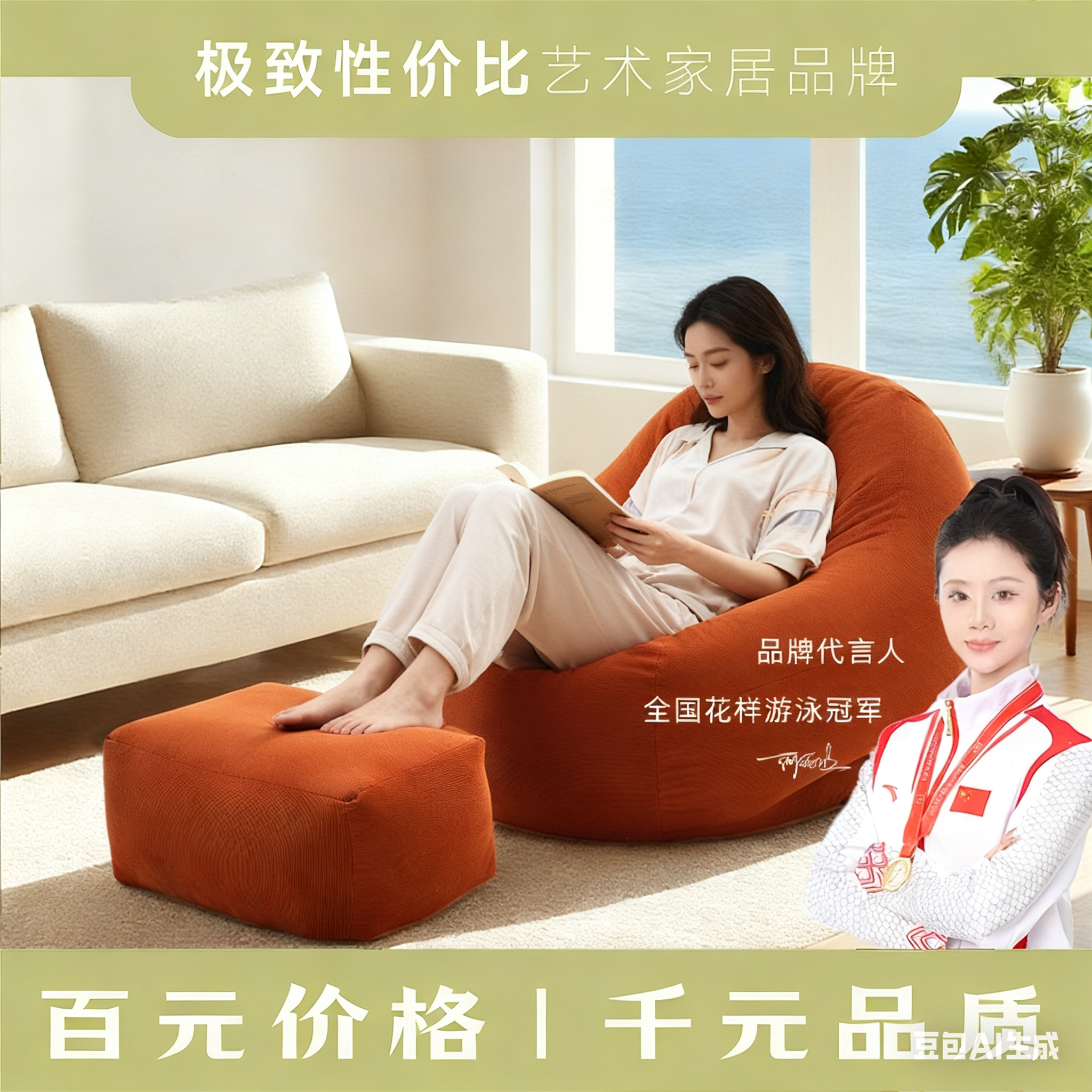 【鹭岛森林】懒人沙发单人榻榻米可躺可睡卧室阳台小沙发窝窝椅网红