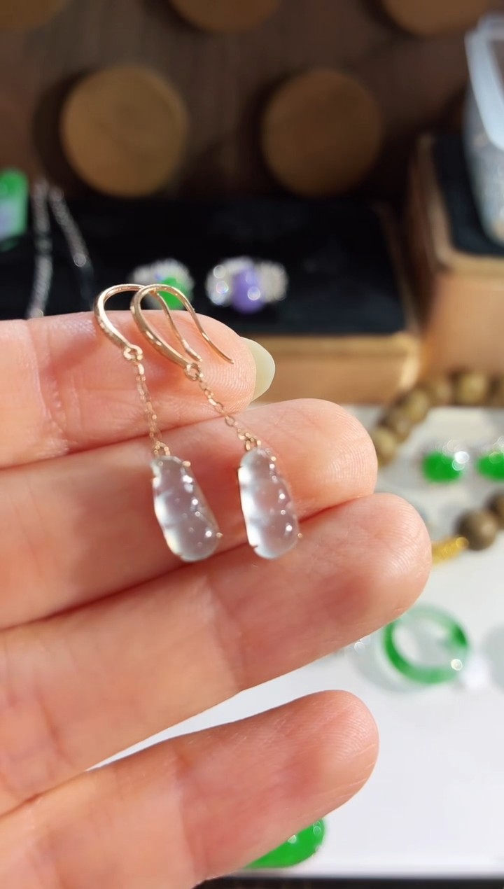 翡翠18K金镶嵌耳饰耳饰