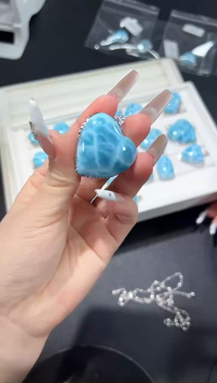 银S925镶嵌针钠钙石（海纹石）吊坠(不含链)10o多样性发其一【1个】