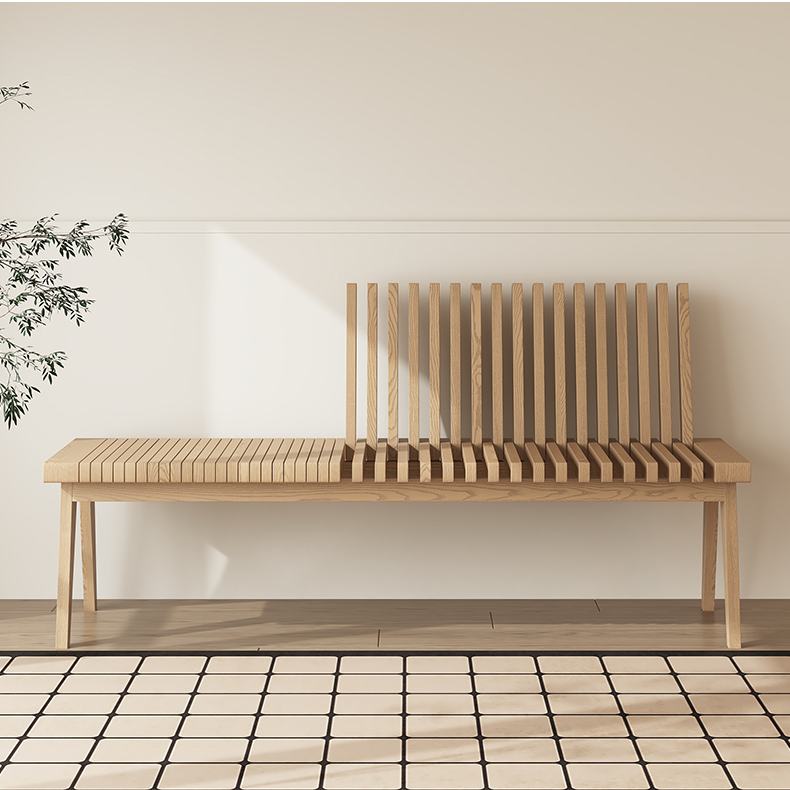 白蜡木全实木钢琴键长椅家用卧室床尾中古换鞋凳餐厅折叠靠背长凳