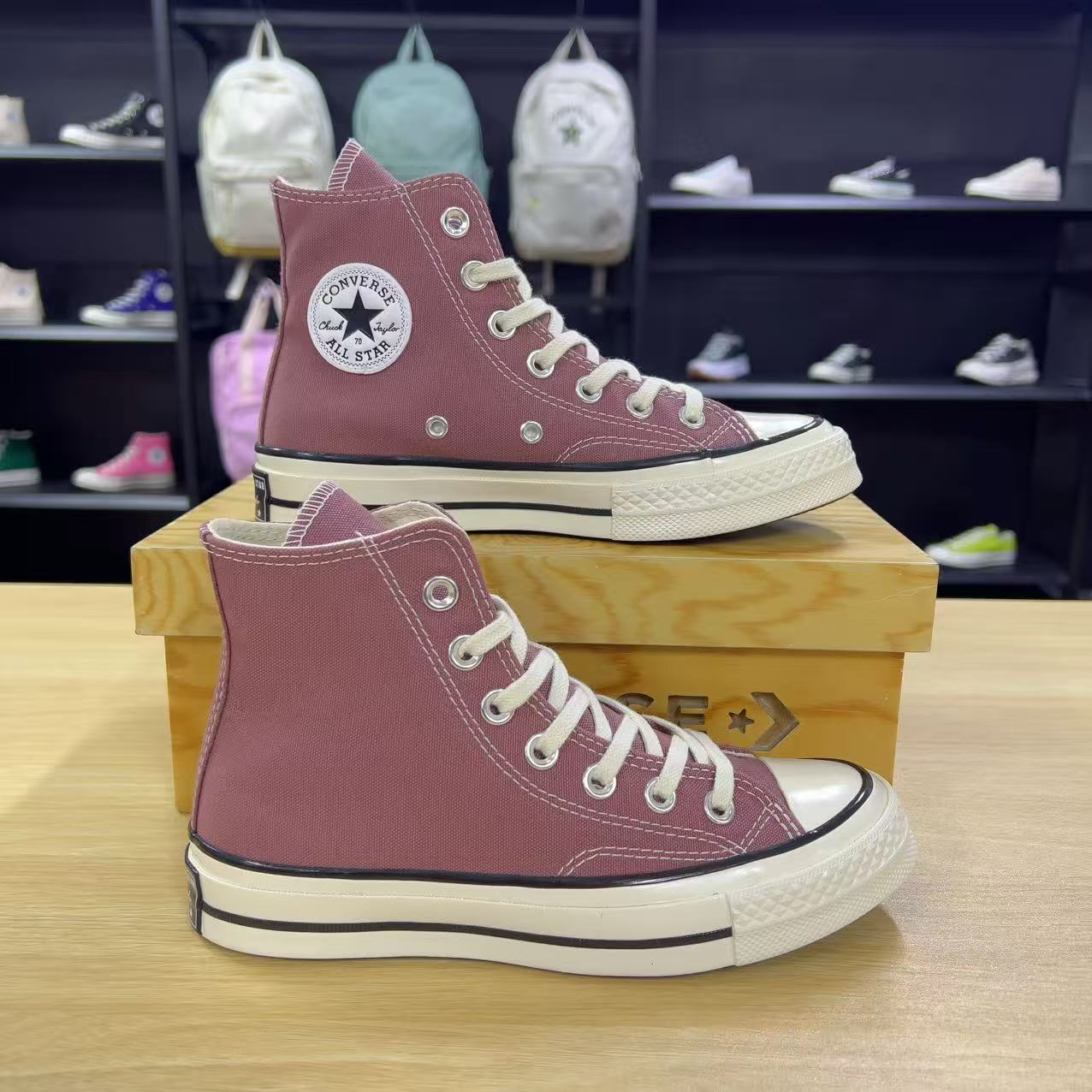 Converse匡威休闲舒适轻便支撑高帮帆布鞋男女同款豆沙粉168510C