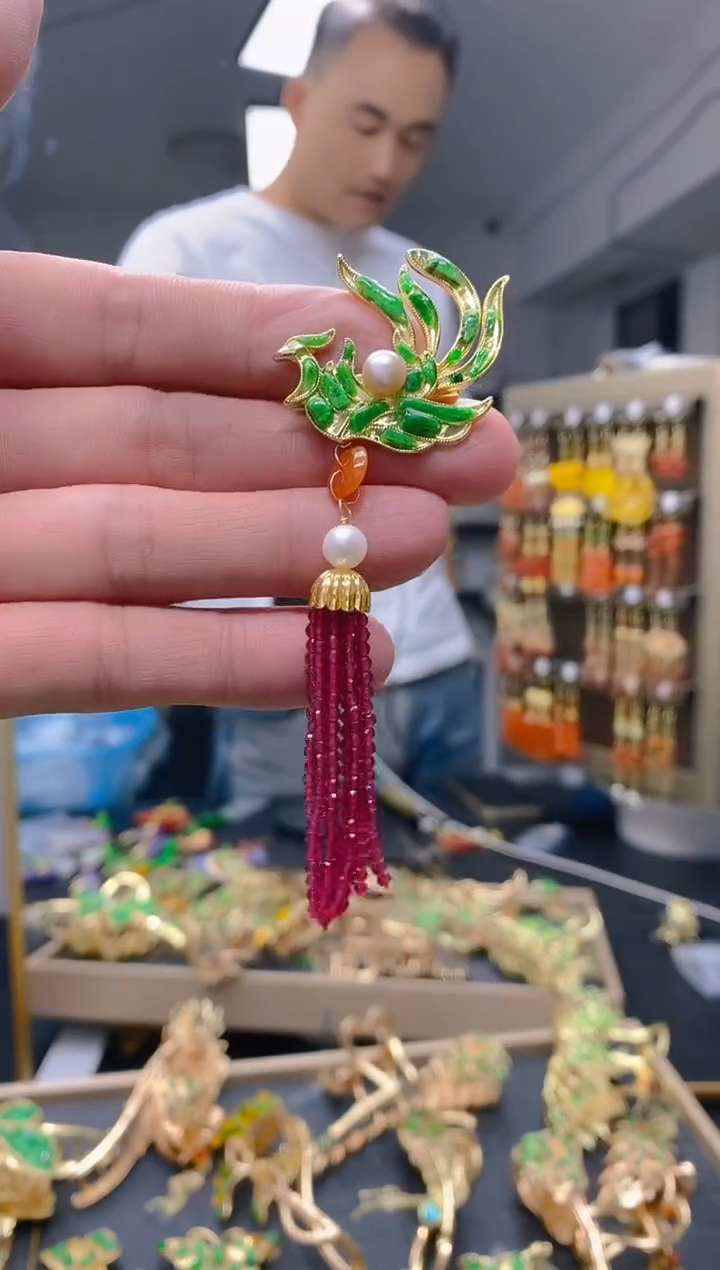 【闪购商品】翡翠耳饰合金0313翡翠胸针