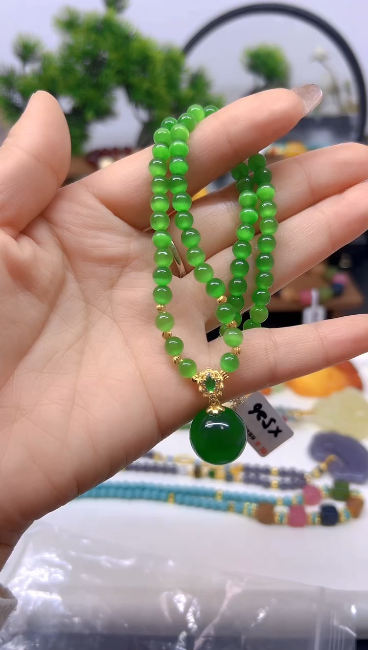 【闪购商品】碧玺猫眼项链未镶嵌X526