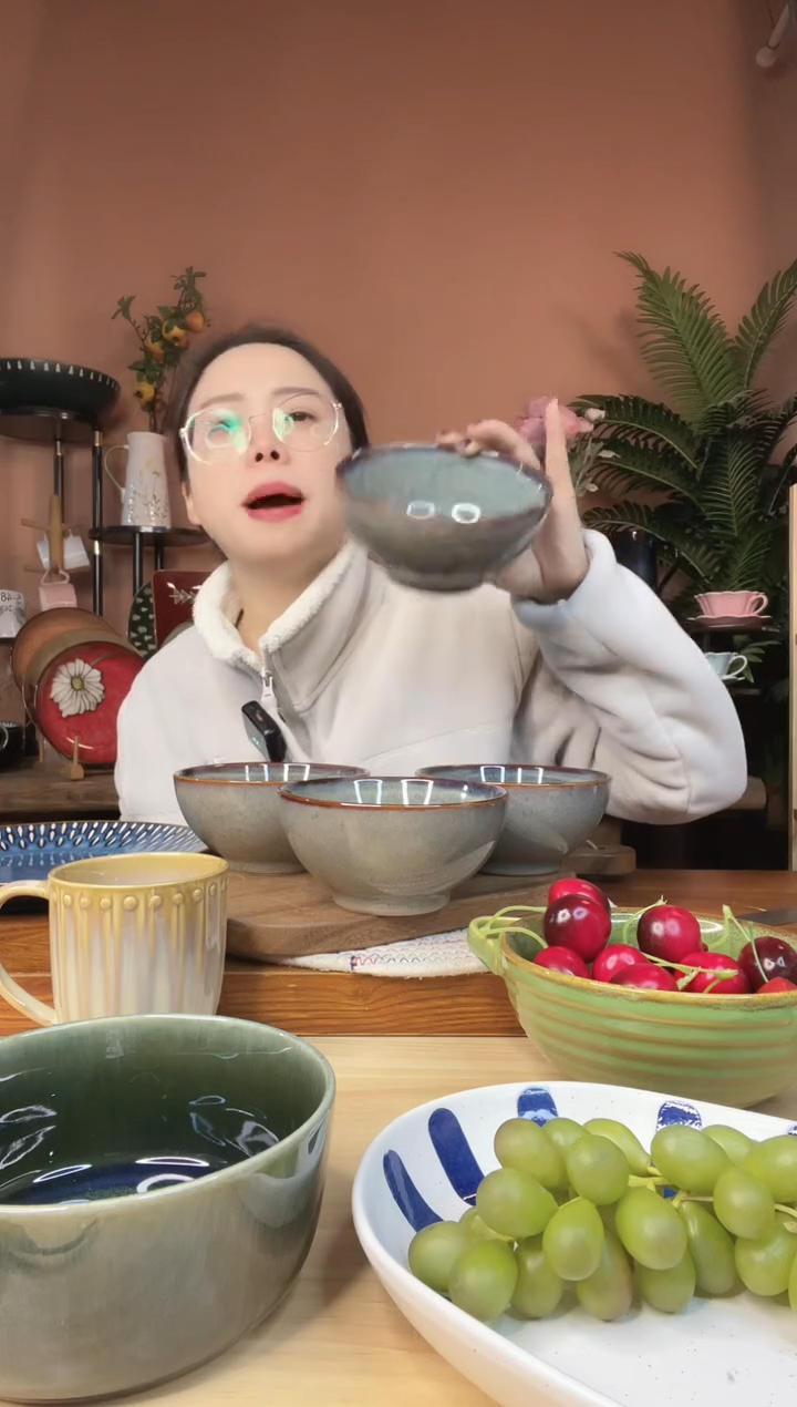 陶瓷5.5英寸复古米饭碗 4件 微瑕疵