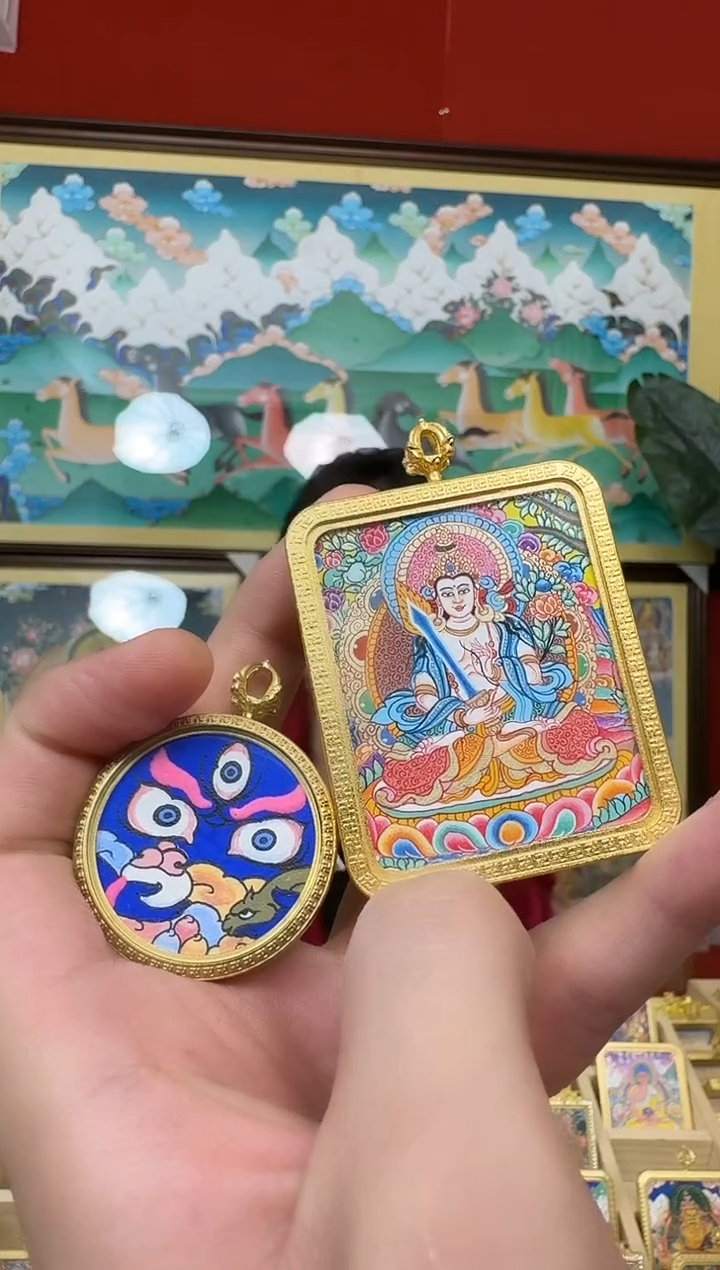 吊坠虚空老师-热贡纯手绘唐卡吊坠