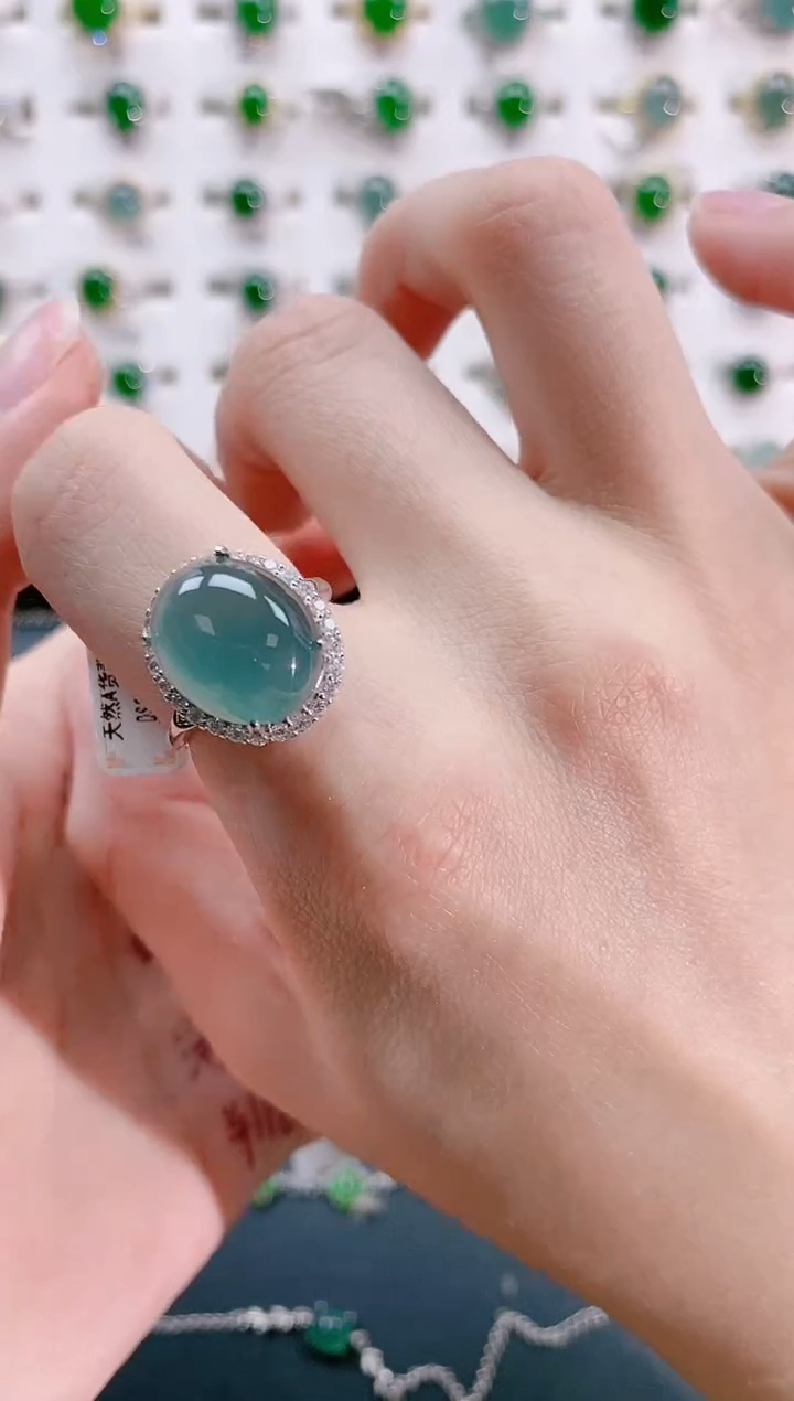 【闪购商品】翡翠戒指银S925镶嵌天然翡翠