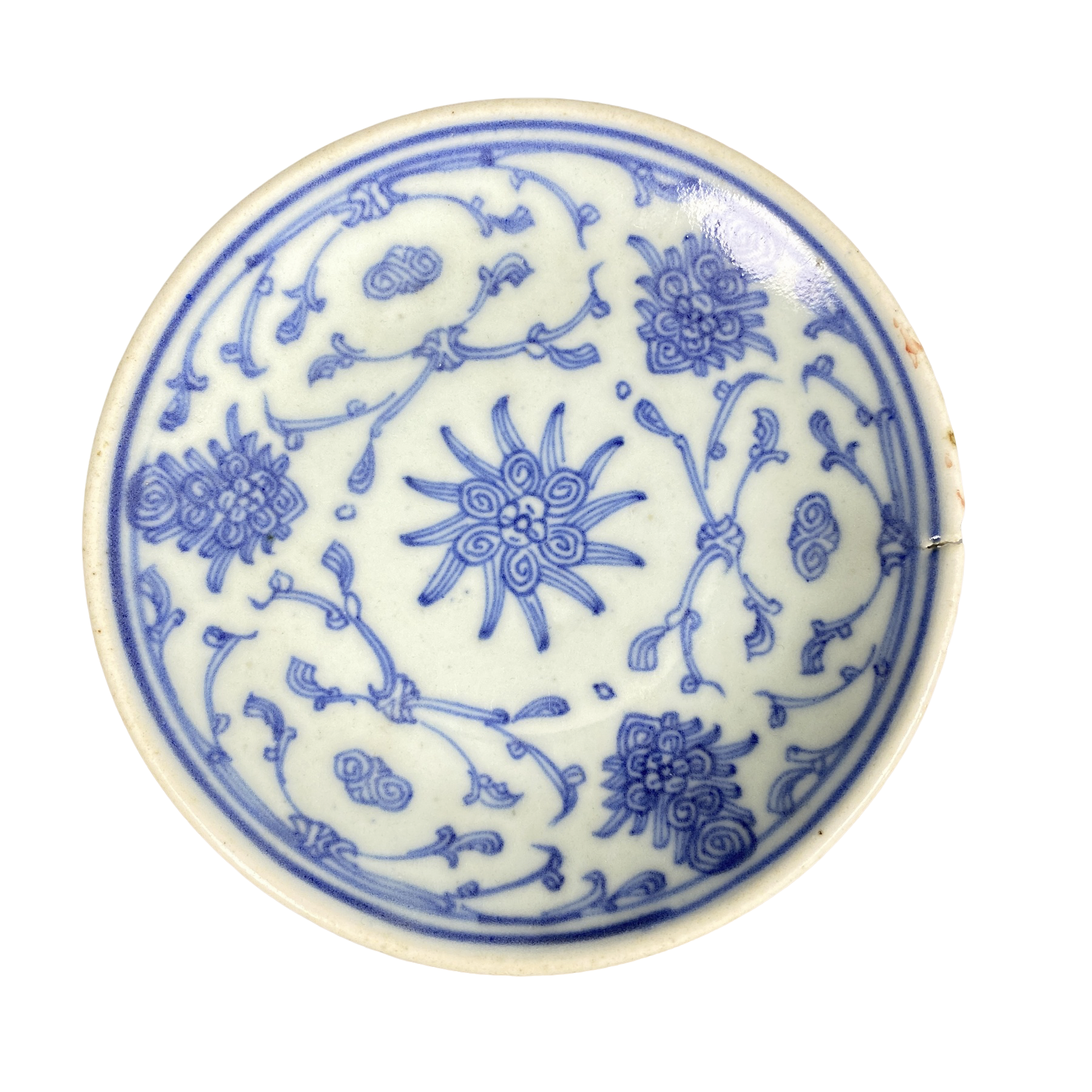 【022041189】清代 缠枝莲纹盘（瓷器四S）