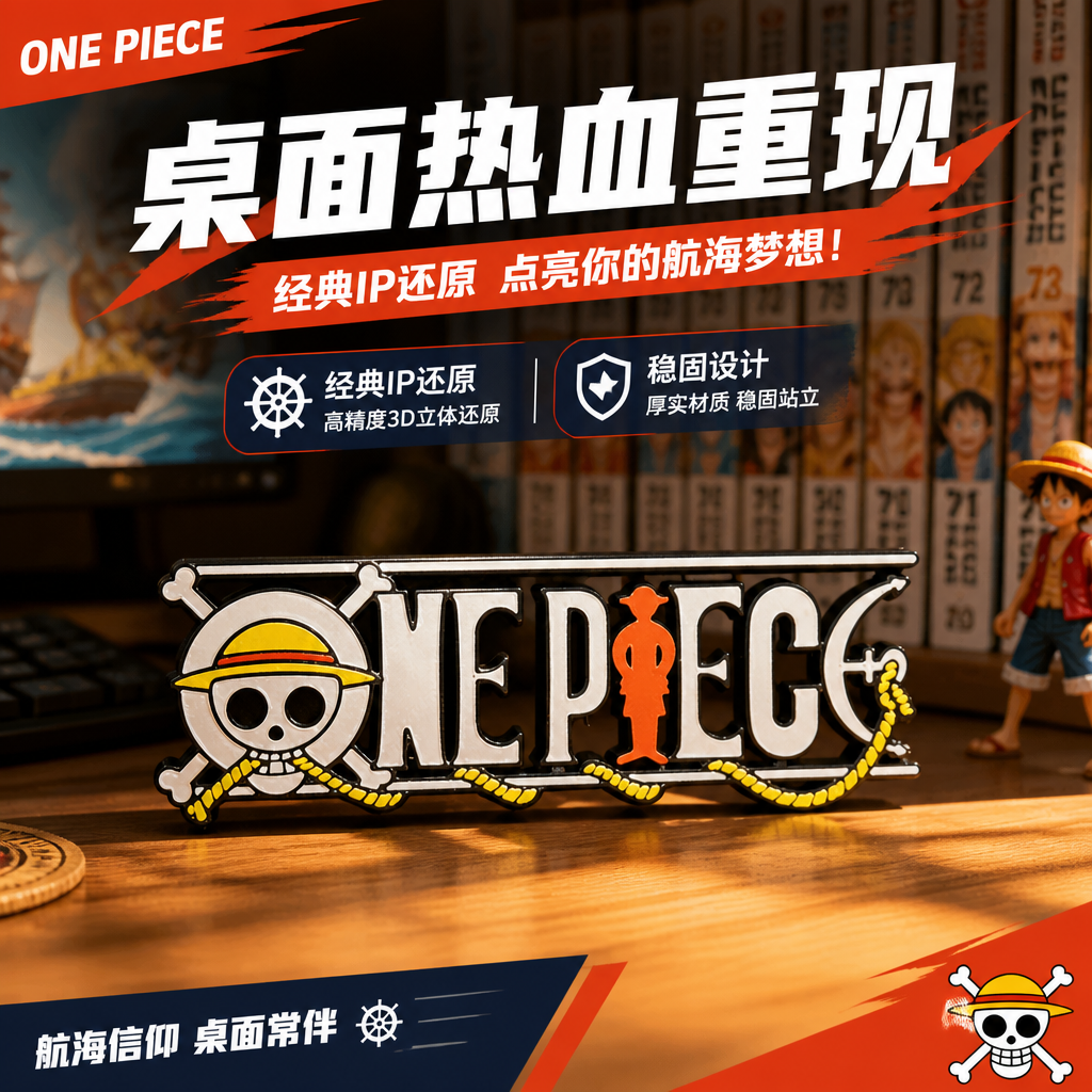 车载装饰海贼王航海王OnePiece立牌LOGO立体装饰摆件冰箱贴潮玩