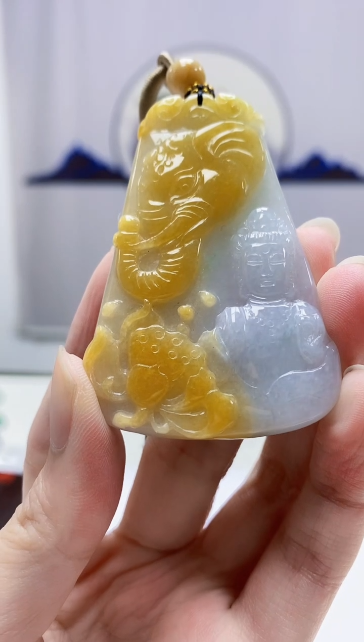 定制翡翠未镶嵌4917zm-毛货挂件普贤66