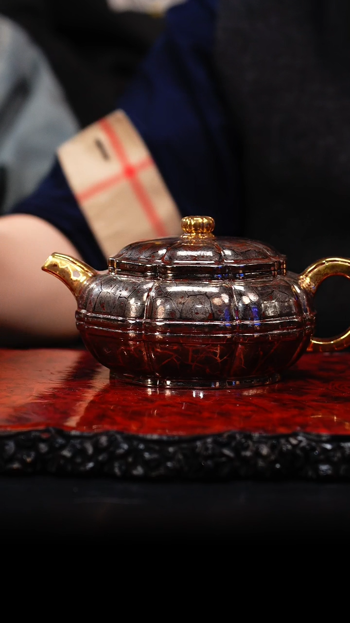 【闪购商品】紫砂茶壶13 八宝（红金）,WJ,/////