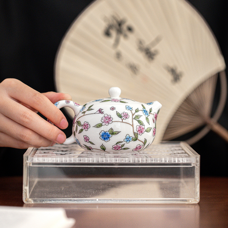 羊脂玉春色满园西施壶客厅家用茶具陶瓷小号泡茶壶