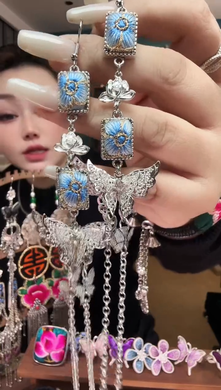 刺绣纯手工民族风刺绣耳环