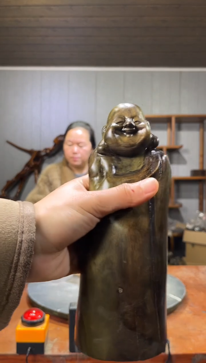 金丝楠一**深阴沉木笑佛摆件