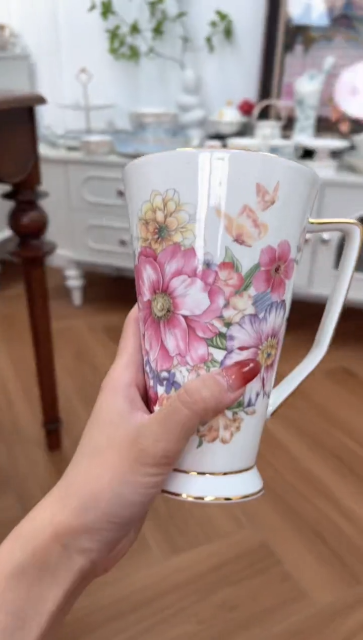 【闪购商品】碗花花高骨骨瓷大马克杯