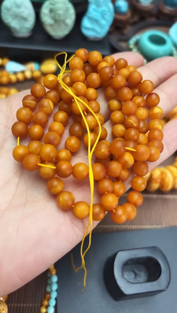 【闪购商品】琥珀颈饰未镶嵌6mm108项链