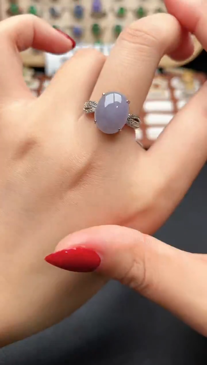 银S925镶嵌戒指翡翠一物一证一礼盒