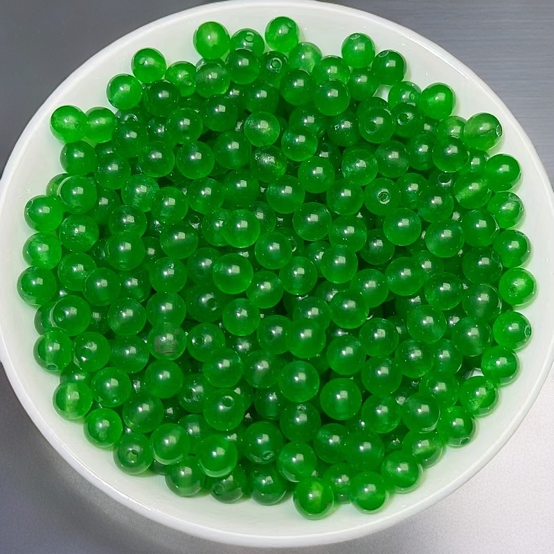 【优品甄选】天然散珠冰阳绿 6mm 50颗 宠4颗（赠弹力绳）FY015