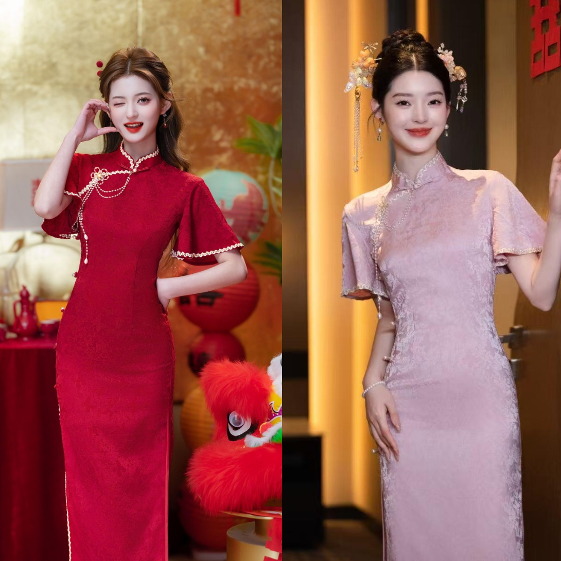 【嫣红】显瘦新中式红色旗袍改良年轻款少女轻礼服裙2025新款夏季