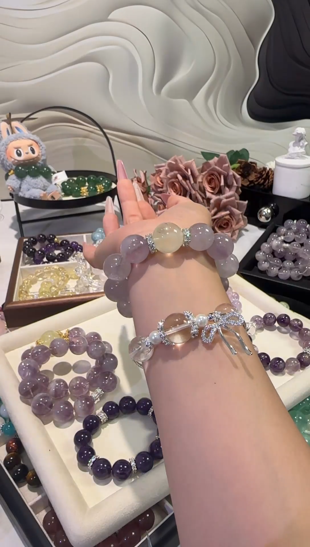 水晶手串未镶嵌薰衣草X黄