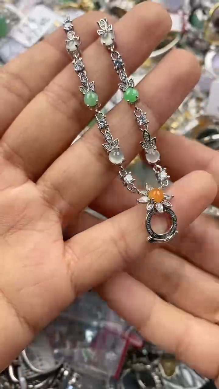 银S925镶嵌戒指翡翠222             4