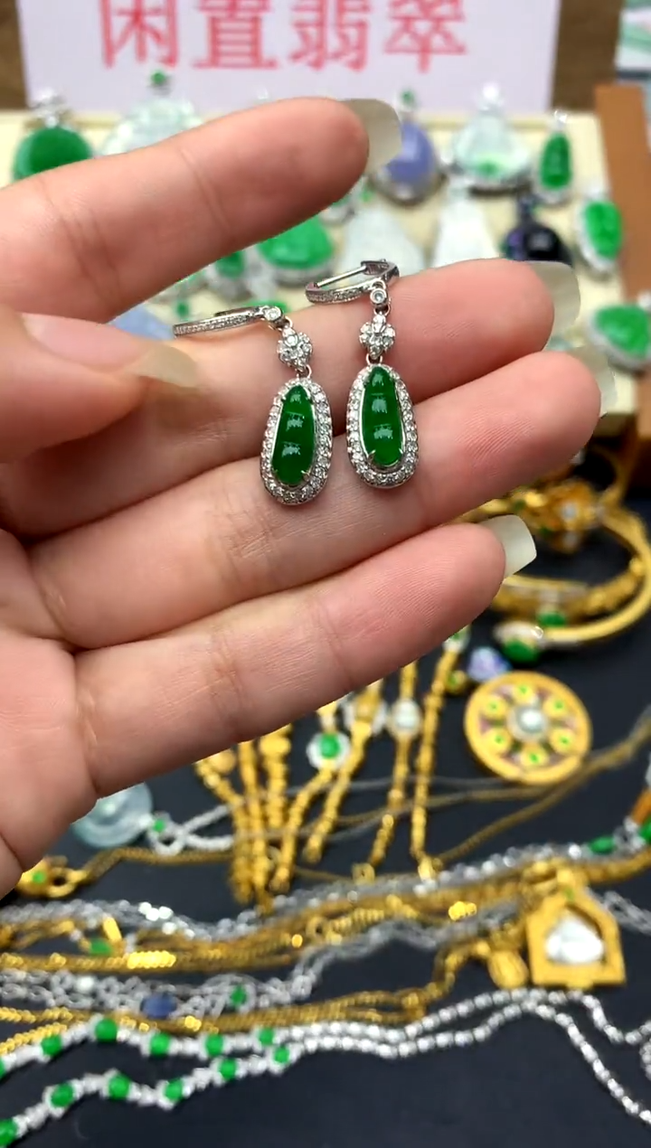 18K金镶嵌翡翠耳饰581-中国好珍宝