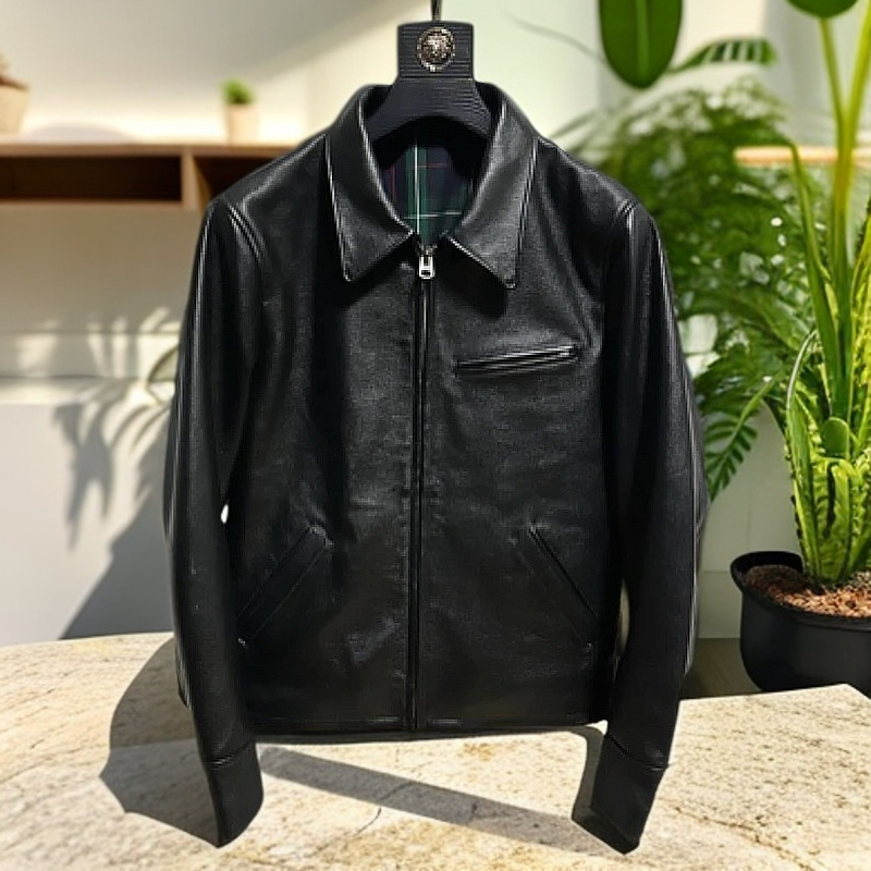 薄款男春季皮衣真皮翻领机车夹克春秋短款春季修身潮流秋季